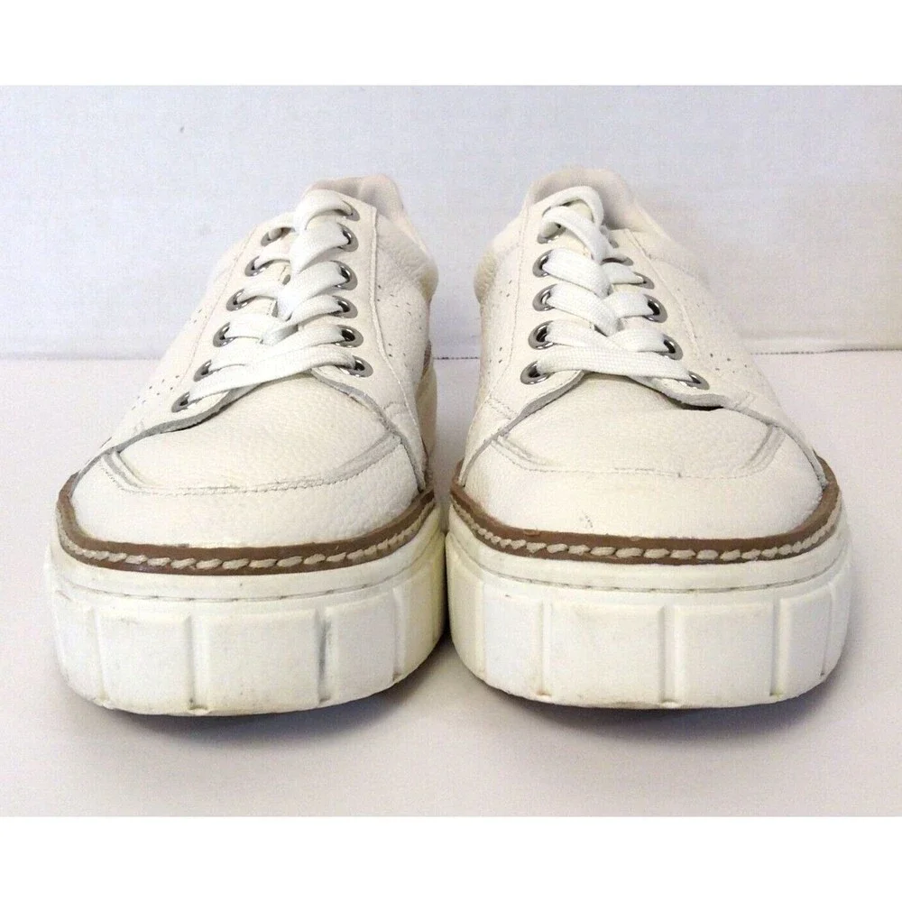 Vince Camuto Sneakers Wn 6.5 Rezelli White Leather Comfort Platform Shoes Preppy